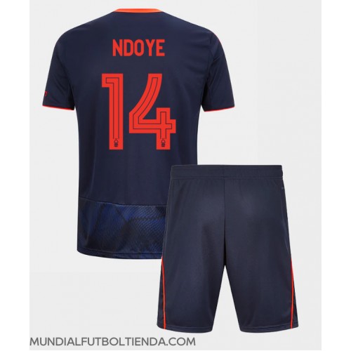 Camiseta Nottingham Forest Dan Ndoye #14 Tercera Equipación Replica 2025-26 para niños mangas cortas (+ Pantalones cortos)